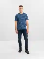 Темно-синий футболка мужская, с принтом, хлопок