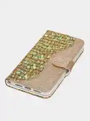 Желтый чехол-книжка со стразами для iPhone 11, 12, 13, 14