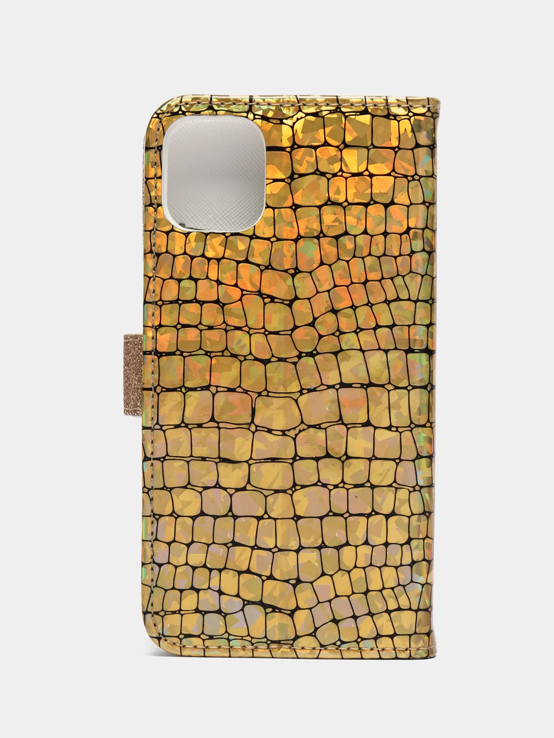 Желтый чехол-книжка со стразами для iPhone 11, 12, 13, 14