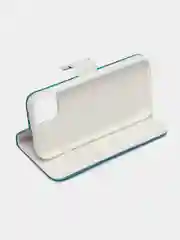 Голубой чехол-книжка со стразами для iPhone 11, 12, 13, 14