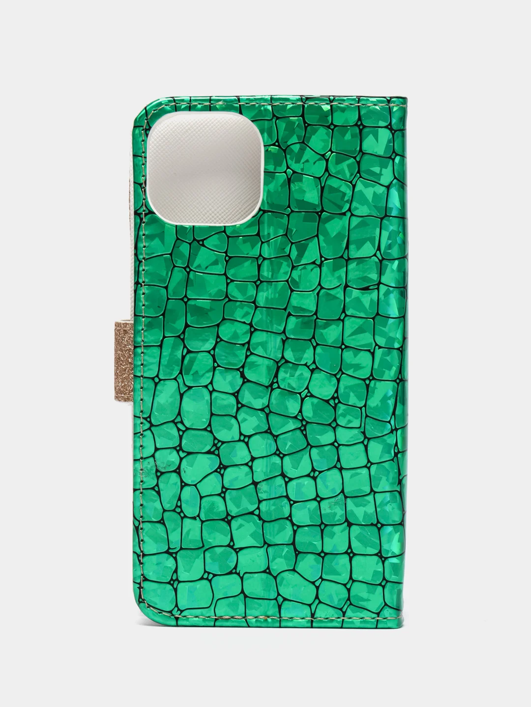 Бирюзовый чехол-книжка со стразами для iPhone 11, 12, 13, 14