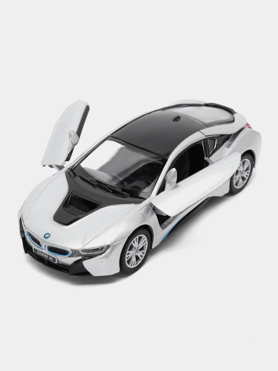 Серебряный игрушечная машинка BMW i8 Kinsmart KT5379D