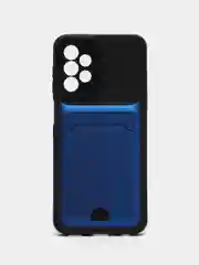 Синий чехол Samsung Galaxy A23 (Самсунг Галакси А23), силиконовый с карманом для карты