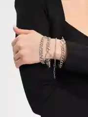 Серебряный набор браслетов "Цепь", 4 штуки
