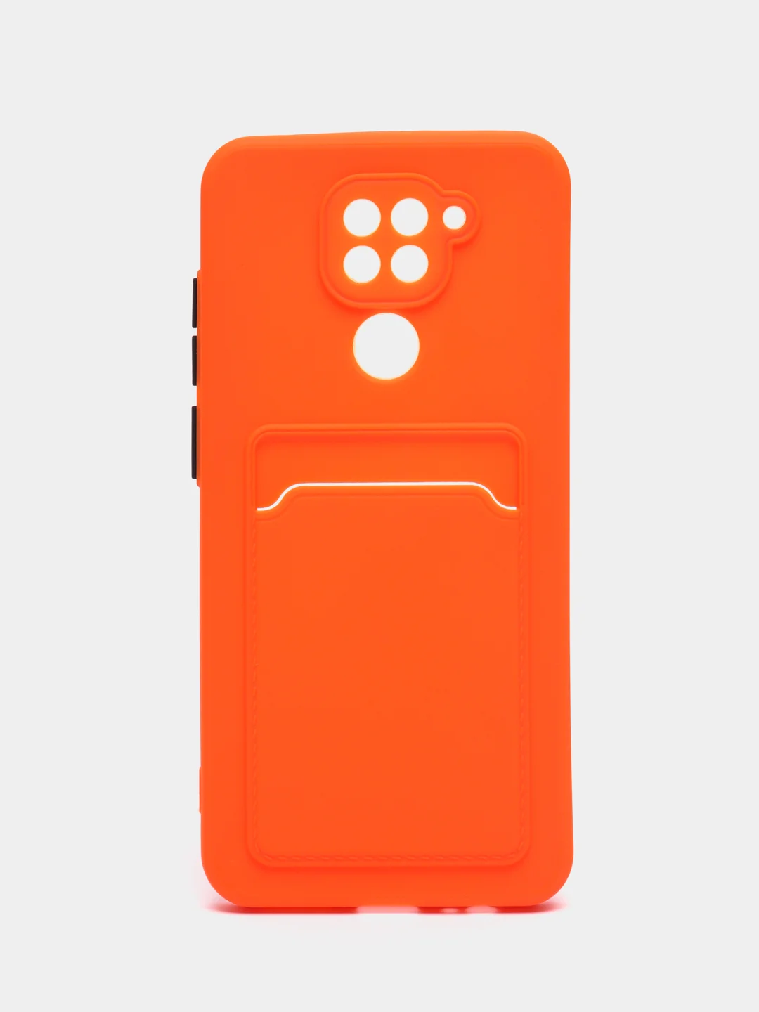 Оранжевый силиконовый чехол для Xiaomi Redmi Note 9 (Сяоми Ноут 9), с карманом для карт, прозрачный