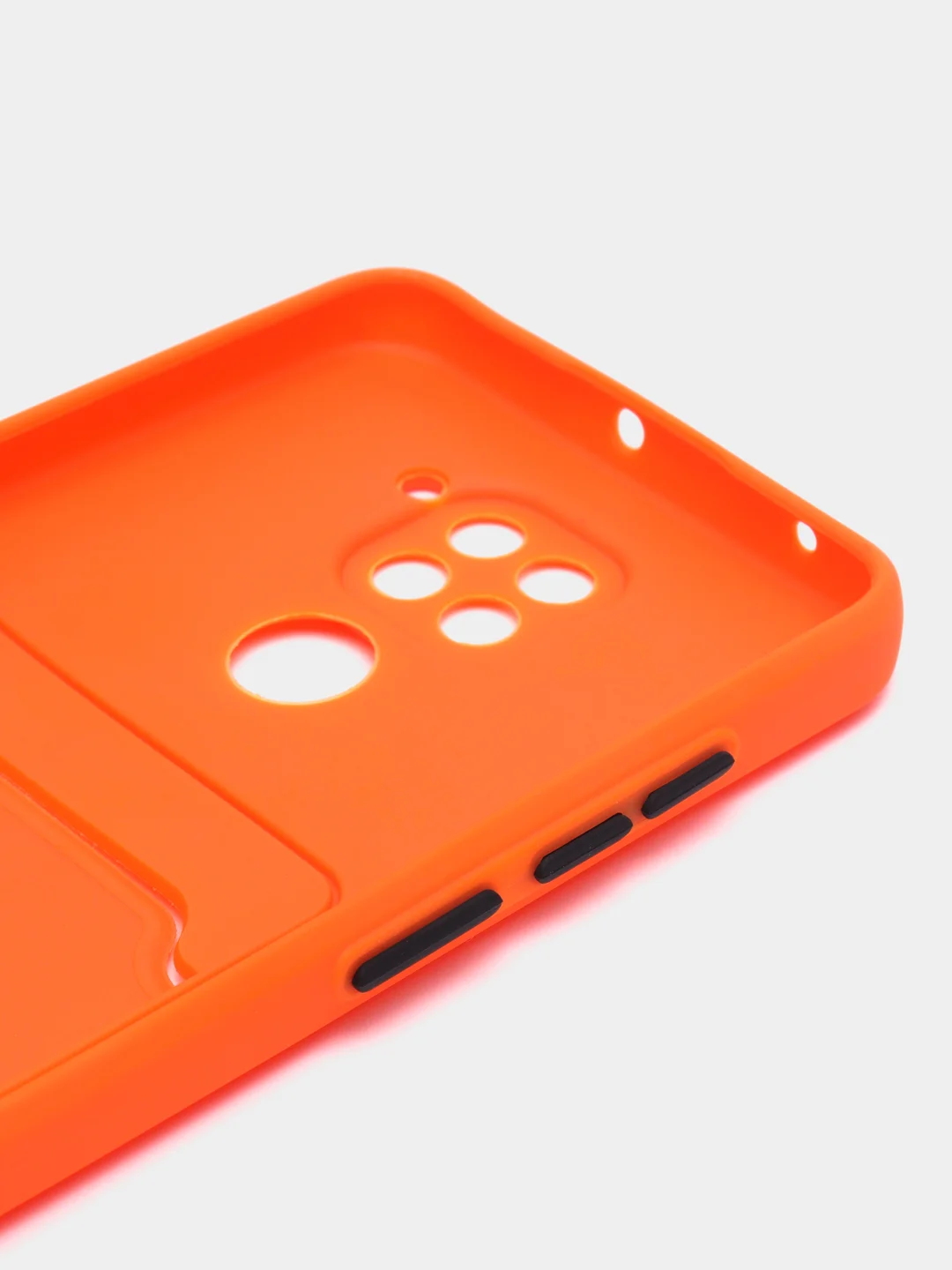 Оранжевый силиконовый чехол для Xiaomi Redmi Note 9 (Сяоми Ноут 9), с карманом для карт, прозрачный