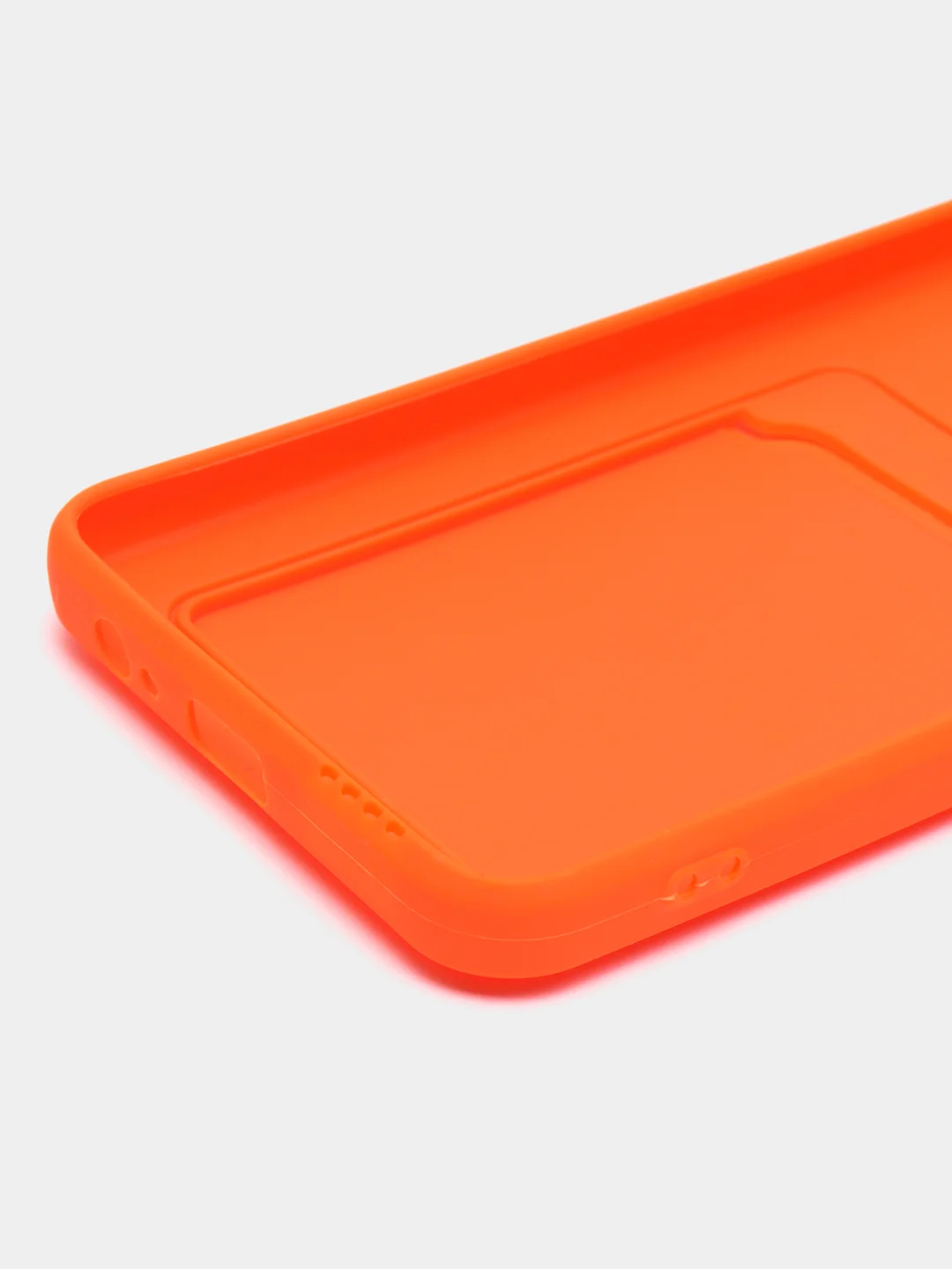 Оранжевый силиконовый чехол для Xiaomi Redmi Note 9 (Сяоми Ноут 9), с карманом для карт, прозрачный