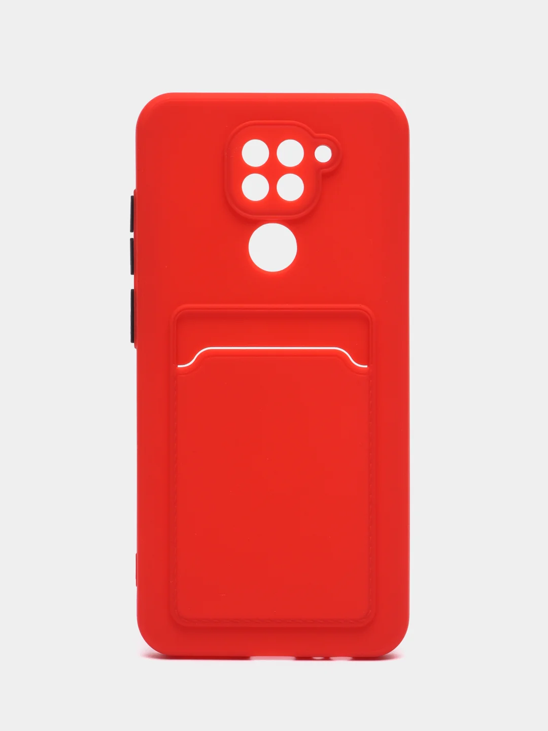 Красный силиконовый чехол для Xiaomi Redmi Note 9 (Сяоми Ноут 9), с карманом для карт, прозрачный