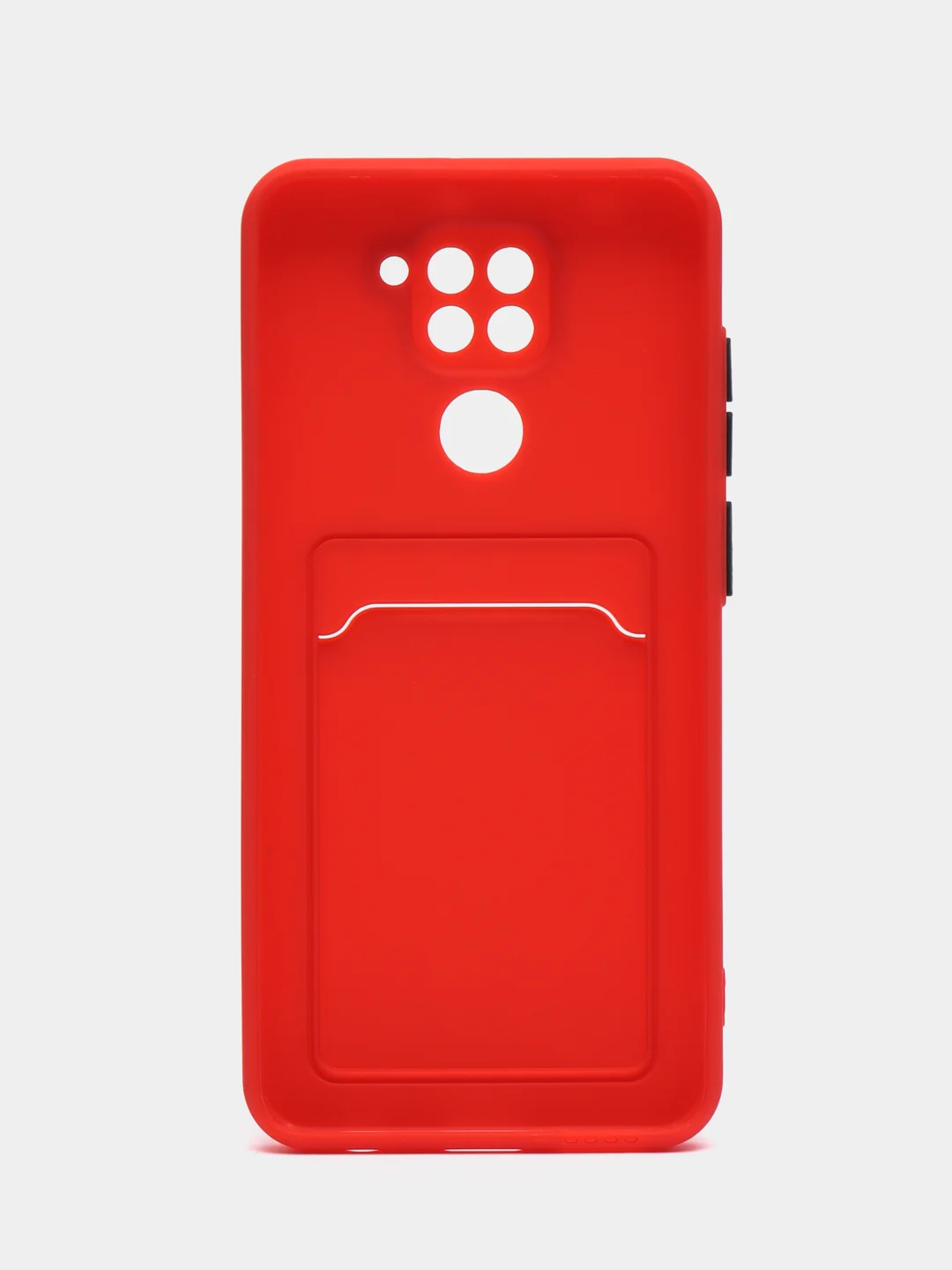 Красный силиконовый чехол для Xiaomi Redmi Note 9 (Сяоми Ноут 9), с карманом для карт, прозрачный