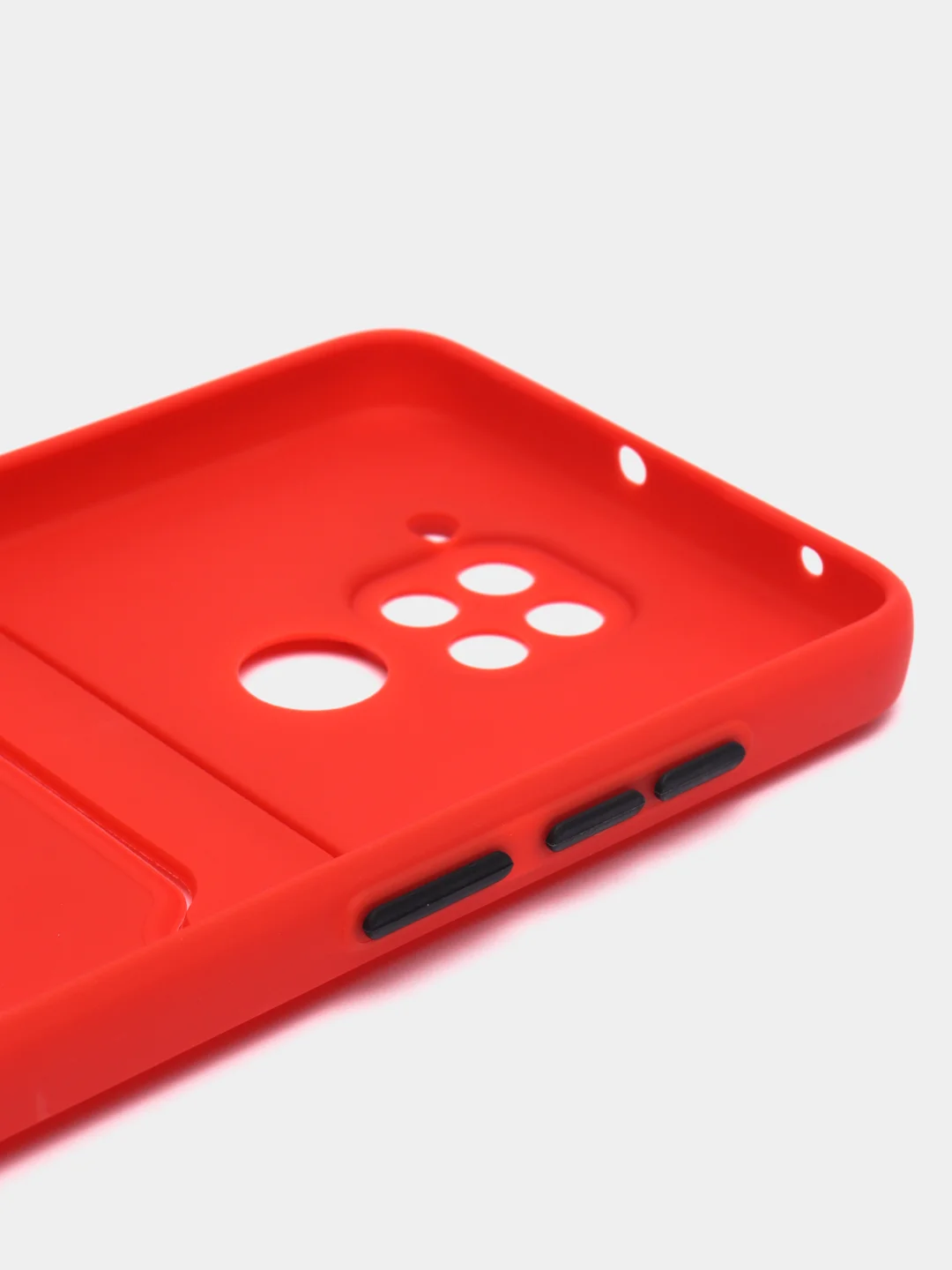 Красный силиконовый чехол для Xiaomi Redmi Note 9 (Сяоми Ноут 9), с карманом для карт, прозрачный