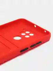 Красный силиконовый чехол для Xiaomi Redmi Note 9 (Сяоми Ноут 9), с карманом для карт, прозрачный