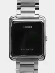 Серебряный мужские наручные цифровые Led часы Skmei 1505 в подарочной упаковке