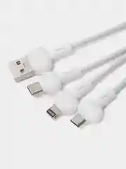 Белый кабель зарядки 3в1 для Android, Apple, type-c брелок для ключей зарядное устройство