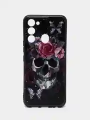 Тёмно-бордовый силиконовый чехол для Tecno Spark Go 2022/Spark 8C (Спарк 8С), с принтом, с рисунком