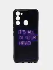 Серый силиконовый чехол для Tecno Spark Go 2022/Spark 8C (Спарк 8С), с принтом, с рисунком