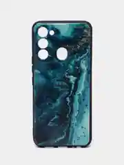 Тёмно-бирюзовый силиконовый чехол для Tecno Spark Go 2022/Spark 8C (Спарк 8С), с принтом, с рисунком