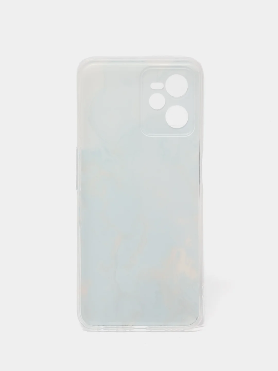 Светло-синий силиконовый чехол на Realme C35 / Реалми С35 прозрачный, с рисунком, защита камеры