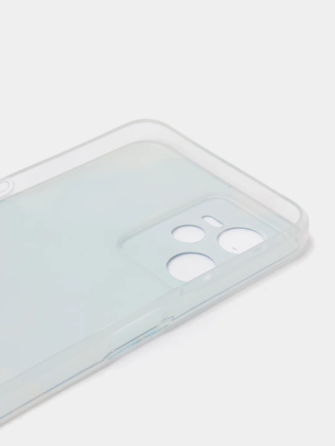 Светло-синий силиконовый чехол на Realme C35 / Реалми С35 прозрачный, с рисунком, защита камеры