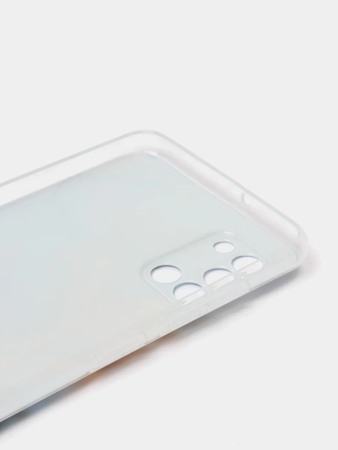 Голубой силиконовый чехол на Samsung Galaxy A31 / Самсунг А31 прозрачный с рисунком, защита камеры