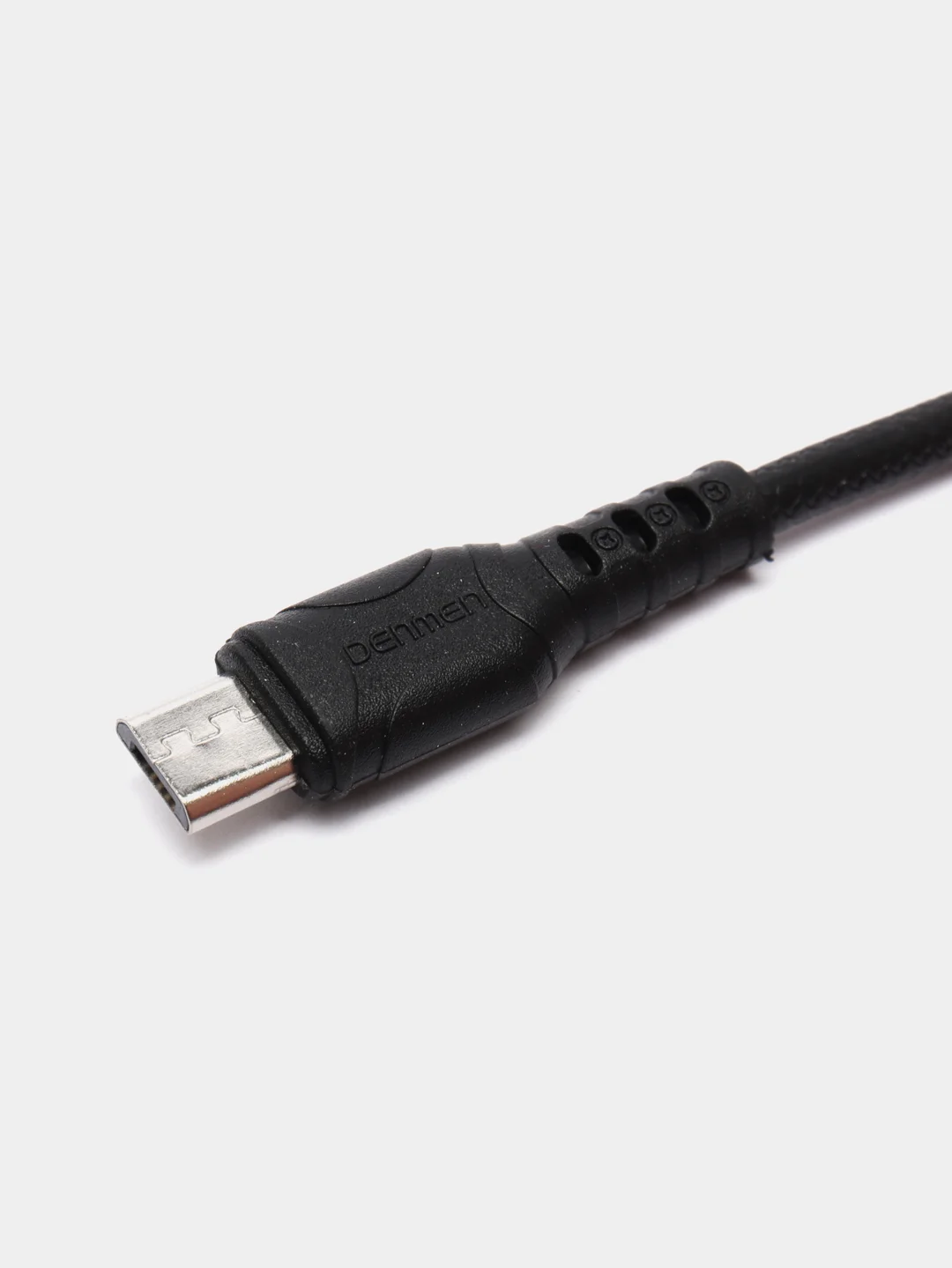 Черный usb кабель зарядный, 1.0м, DENMEN D06 2.4A, TypeC/MicroUSB/Lightning для Android и iPhone