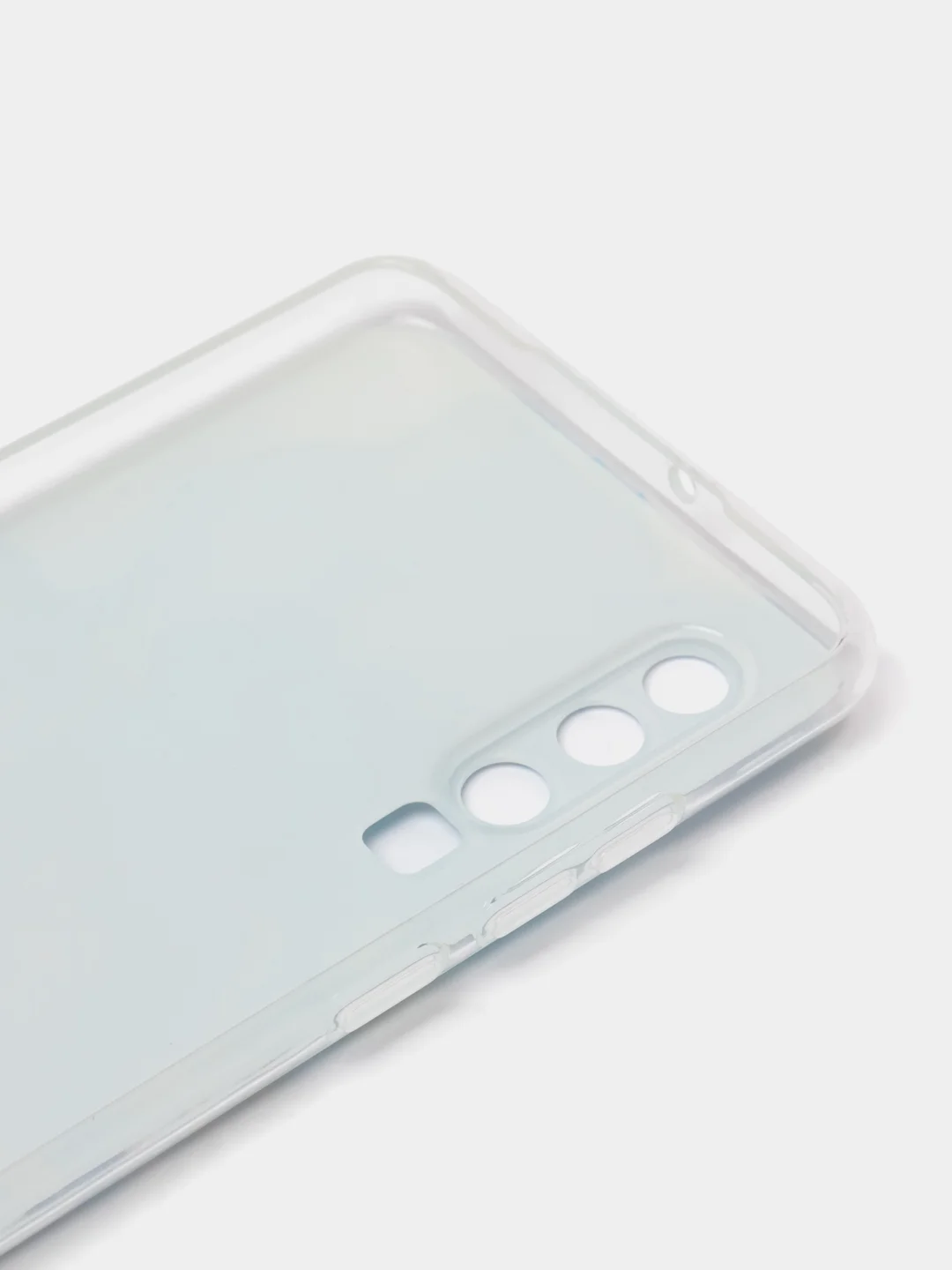 Светло-синий силиконовый чехол на Huawei P30 / Хуавей P30 прозрачный, с рисунком, защита камеры
