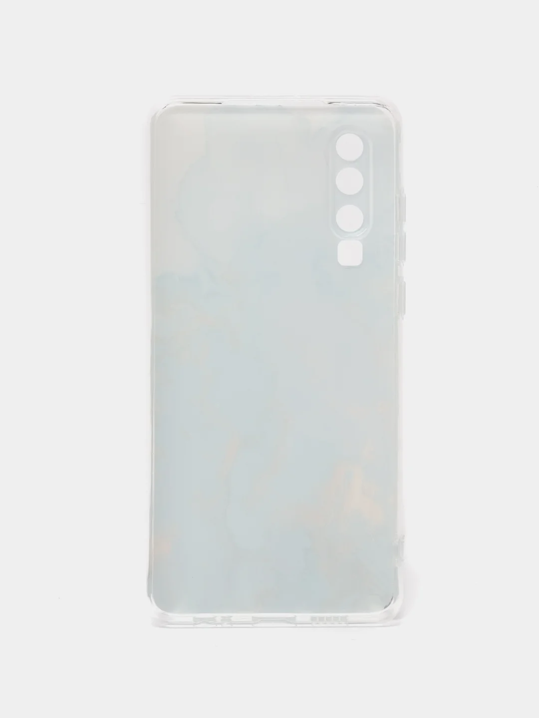 Светло-синий силиконовый чехол на Huawei P30 / Хуавей P30 прозрачный, с рисунком, защита камеры