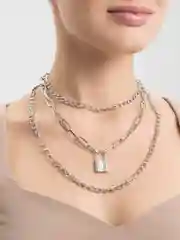 Серебряный цепочка с кулоном "Замок"