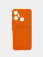 Оранжевый чехол для Infinix Smart 6 Plus, с карманом для карт (Смарт 6 Плюс)