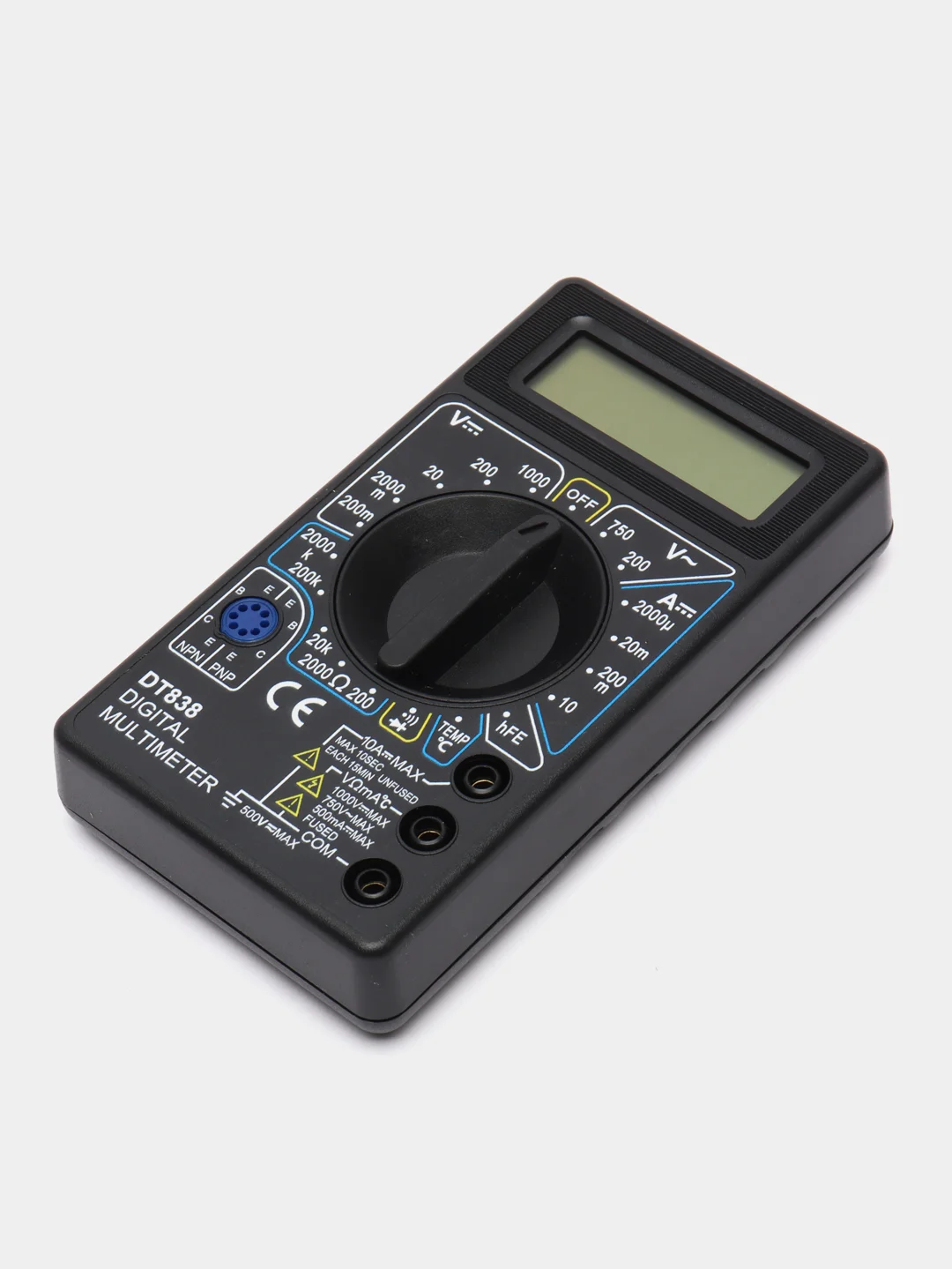 Черный мультиметр dt-838 цифровой, с звуковой прозвонкой, с батарейкой