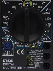 Белый мультиметр dt-838 цифровой, с звуковой прозвонкой, с батарейкой