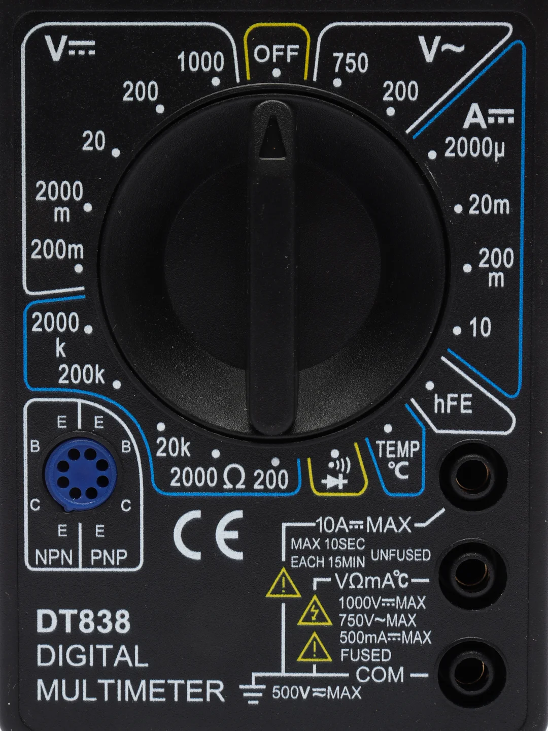 Мультиметр цифровой dt-838 с звуковой прозвонкой и батареей