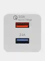 Белый блок питания 2USB 3 A + 2.1 A, зарядное устройство QC3.0 быстрая зарядка NC55QC