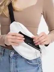 Белый сумка поясная с цепочкой, сумка на пояс, сумка через плечо, женская, мужская