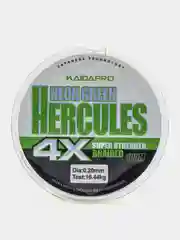 Плетенка 100 м, Kaida Hercules Neon Green 4X, плетеный шнур для рыбалки, леска