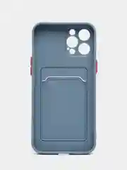 Синий меланж силиконовый чехол для Apple iPhone 12 Pro Max,(Айфон 12про макс), с карманом для карт