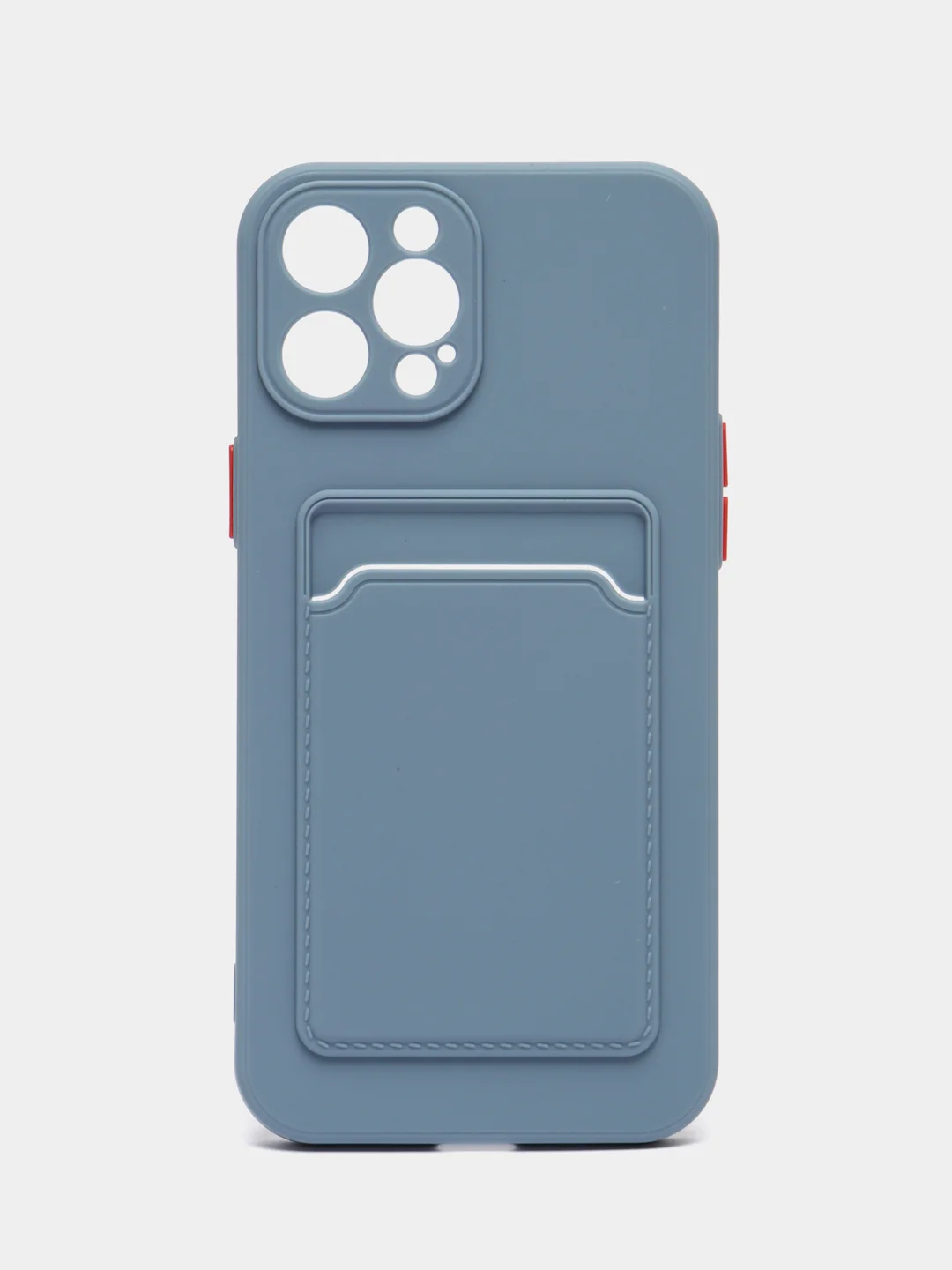 Синий меланж силиконовый чехол для Apple iPhone 12 Pro Max,(Айфон 12про макс), с карманом для карт