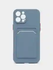 Синий меланж силиконовый чехол для Apple iPhone 12 Pro Max,(Айфон 12про макс), с карманом для карт