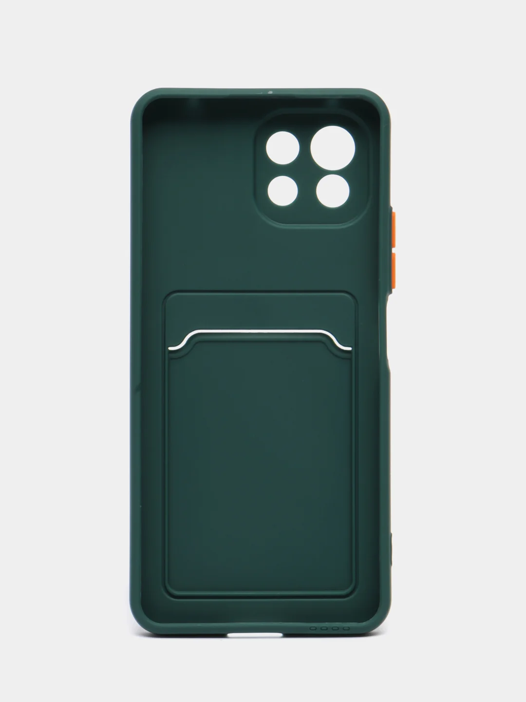 Тёмно-зелёный чехол силиконовый для Xiaomi Mi 11 Lite, (Сяоми Ми 11 Лайт), с карман для карт, прозрачный