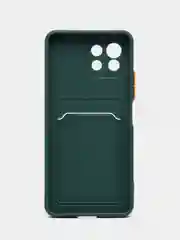 Тёмно-зелёный чехол силиконовый для Xiaomi Mi 11 Lite, (Сяоми Ми 11 Лайт), с карман для карт, прозрачный