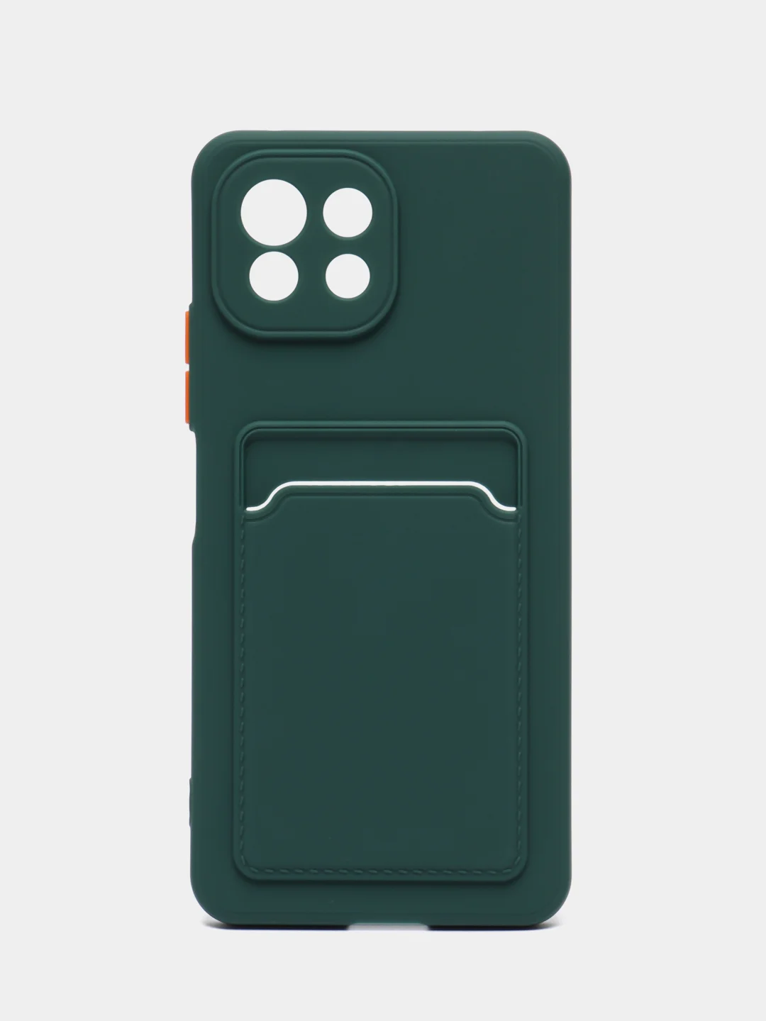 Тёмно-зелёный чехол силиконовый для Xiaomi Mi 11 Lite, (Сяоми Ми 11 Лайт), с карман для карт, прозрачный