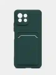 Тёмно-зелёный чехол силиконовый для Xiaomi Mi 11 Lite, (Сяоми Ми 11 Лайт), с карман для карт, прозрачный