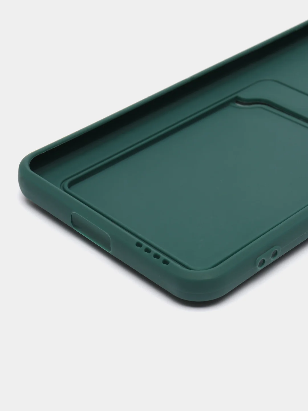 Тёмно-зелёный чехол силиконовый для Xiaomi Mi 11 Lite, (Сяоми Ми 11 Лайт), с карман для карт, прозрачный
