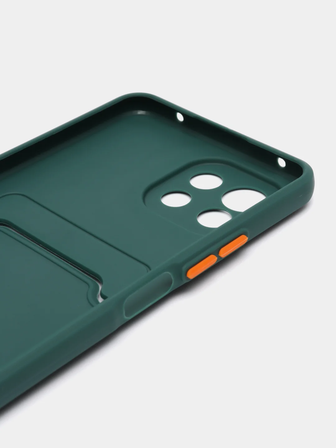 Тёмно-зелёный чехол силиконовый для Xiaomi Mi 11 Lite, (Сяоми Ми 11 Лайт), с карман для карт, прозрачный