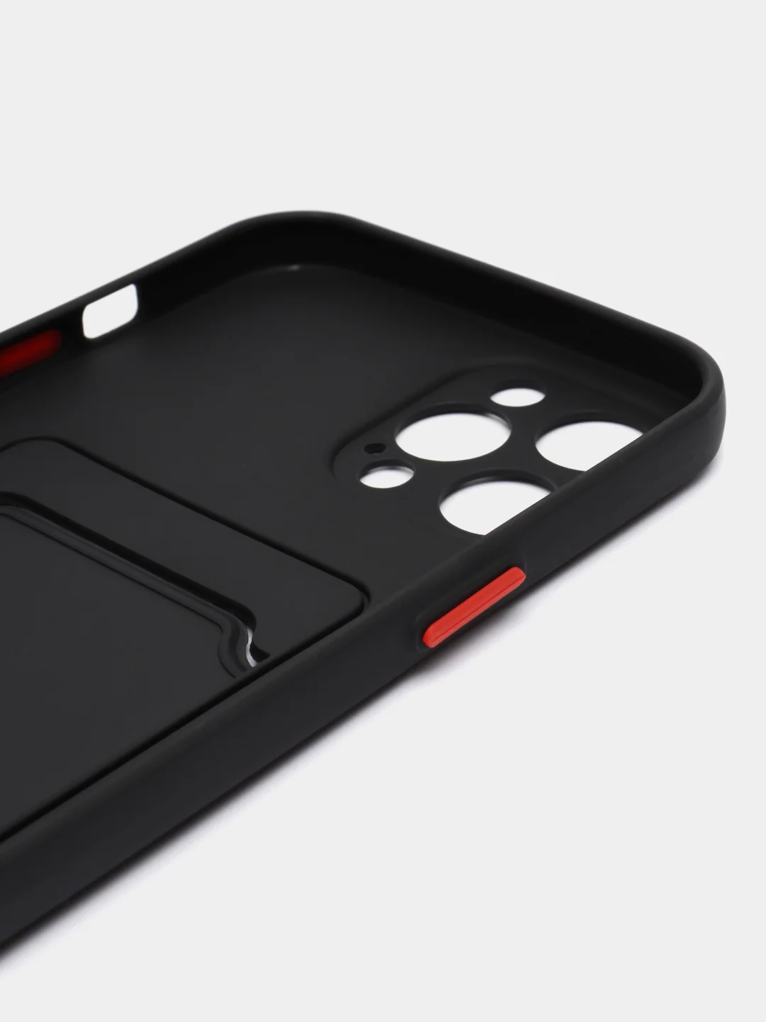 Черный силиконовый чехол для Apple iPhone 12 Pro Max,(Айфон 12про макс), с карманом для карт