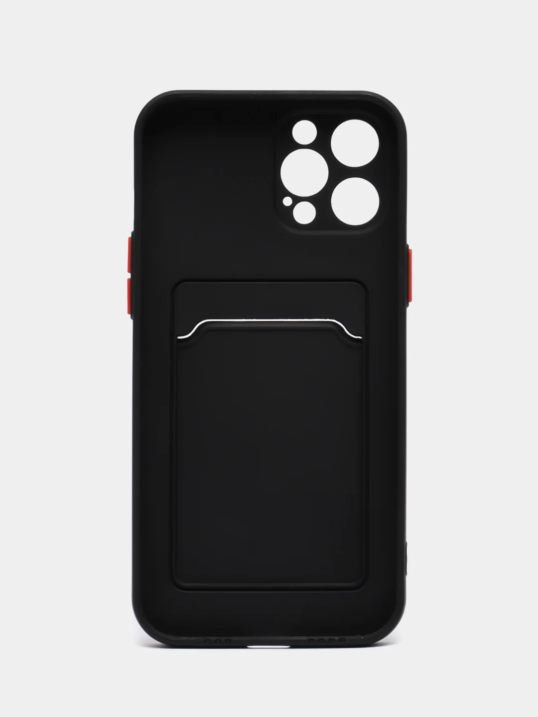 Черный силиконовый чехол для Apple iPhone 12 Pro Max,(Айфон 12про макс), с карманом для карт