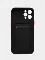Черный силиконовый чехол для Apple iPhone 12 Pro Max,(Айфон 12про макс), с карманом для карт