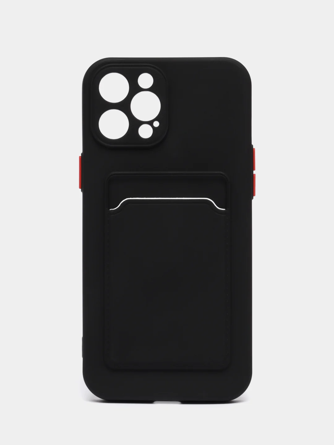 Черный силиконовый чехол для Apple iPhone 12 Pro Max,(Айфон 12про макс), с карманом для карт