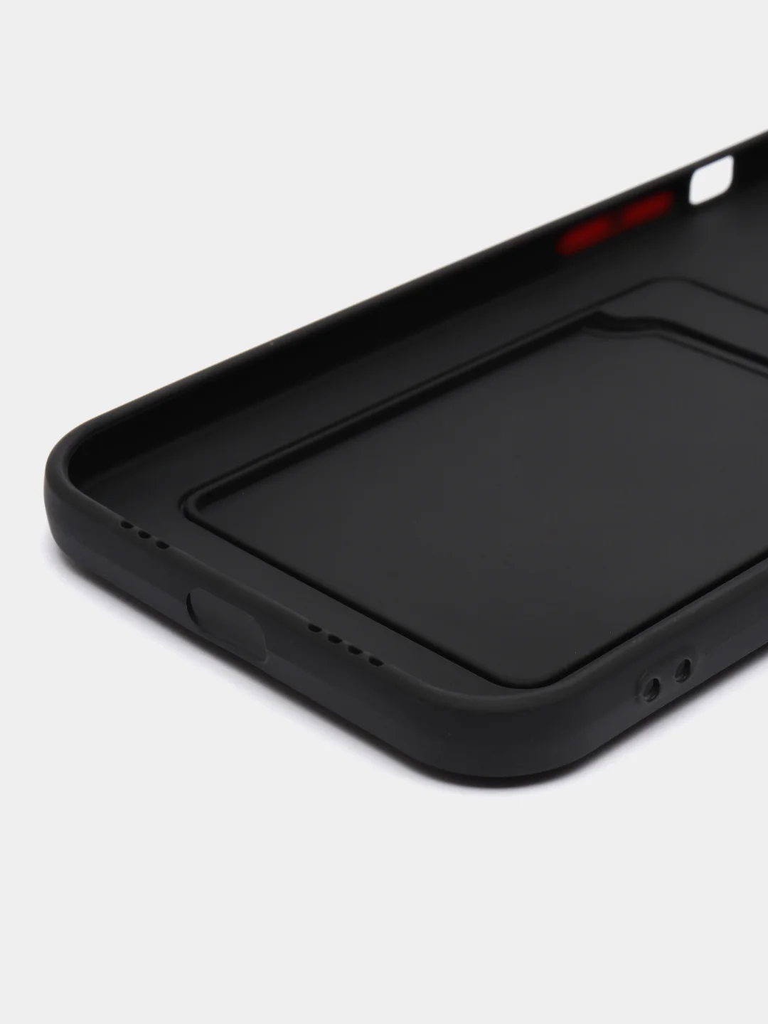 Черный силиконовый чехол для Apple iPhone 12 Pro Max,(Айфон 12про макс), с карманом для карт