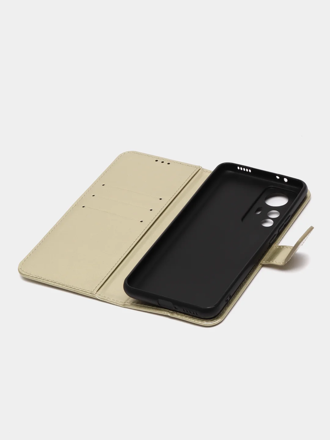 Золотой чехол-книжка с магнитной застежкой для Xiaomi 12T (Сяоми 12Т)
