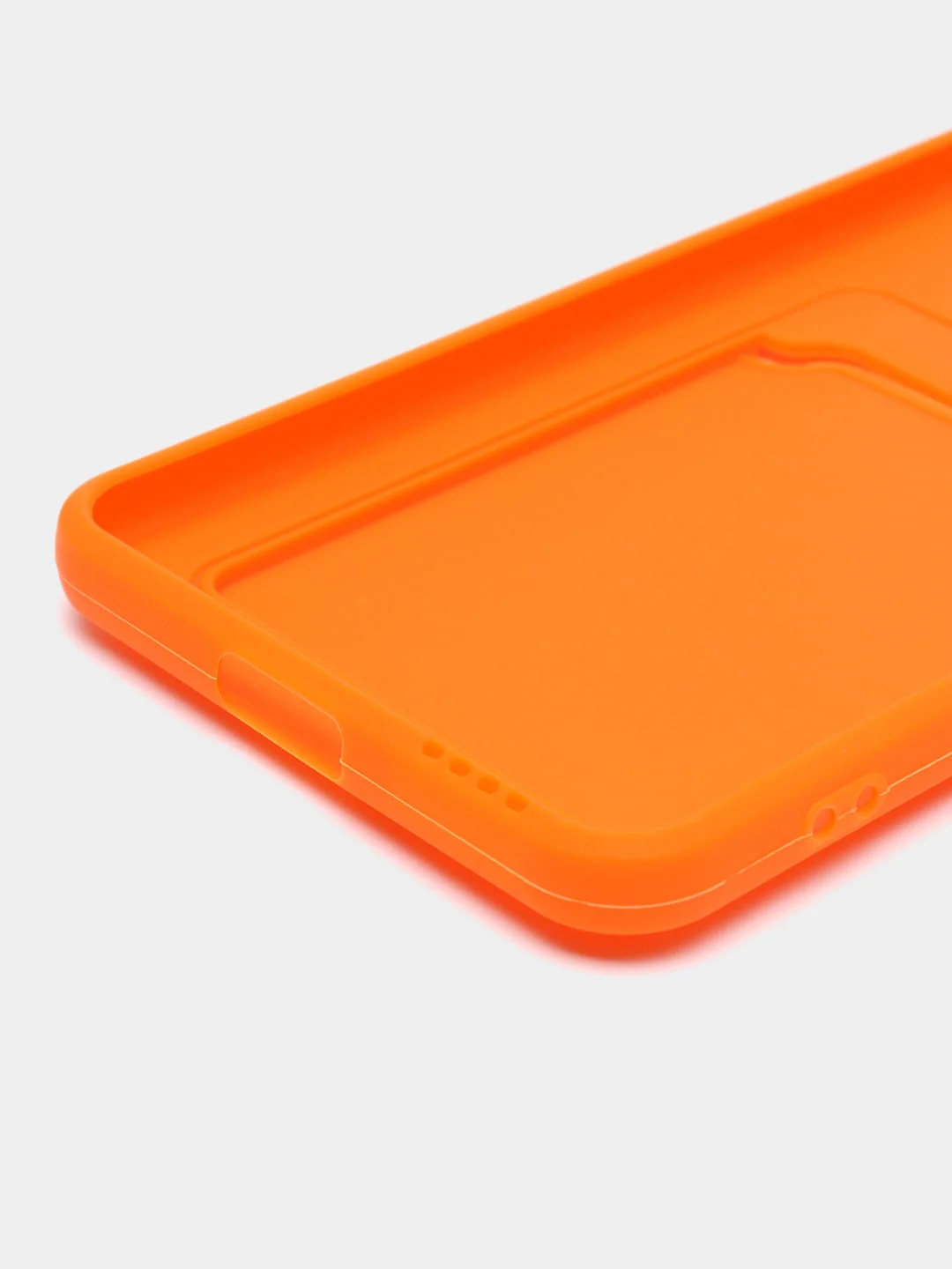 Оранжевый чехол силиконовый для Xiaomi Mi 11 Lite, (Сяоми Ми 11 Лайт), с карман для карт, прозрачный